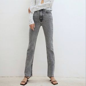 Zara Z1975 High Rise Slim Flare Jean - Gray